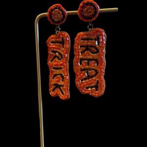 Trick or Treat Beaded Halloween Earrings – 2 ½” Long x 1” Wide